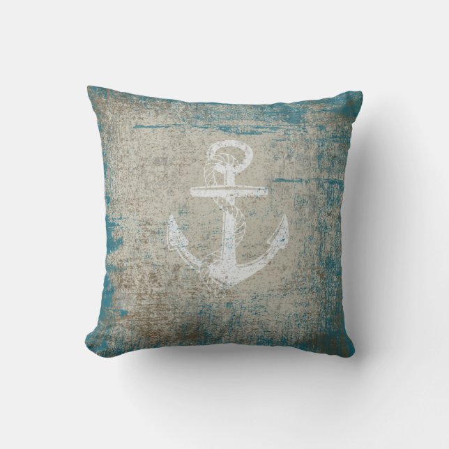 Nautic Anchor Not Grunge Throw Kissen (Vorderseite)