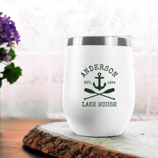 Nautic Anchor Oars Family Lake House Green (Customize to change text style or color.)
