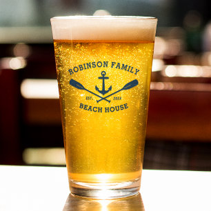 Nautic Anchor Oars Navy Glas