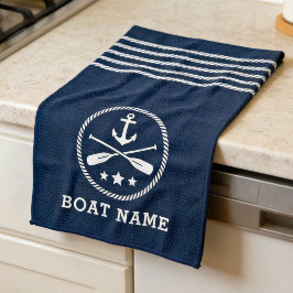 Nautic Anchor Oars Stars Boot Name Sea Blue Geschirrtuch