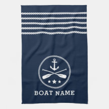 Nautic Anchor Oars Stars Boot Name Sea Blue