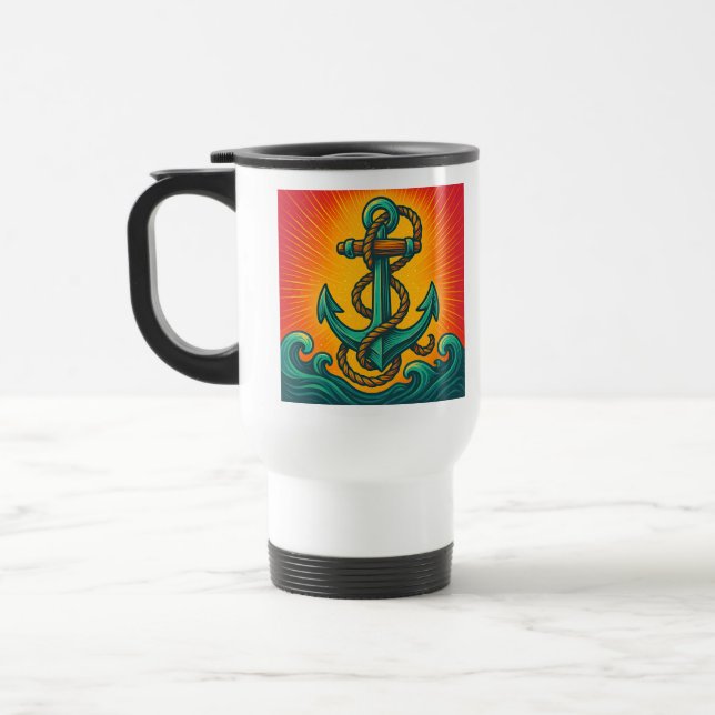 Nautic Anchor Pop Art Reisebecher (Links)
