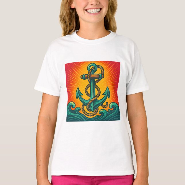 Nautic Anchor Pop Art T-Shirt (Vorderseite)