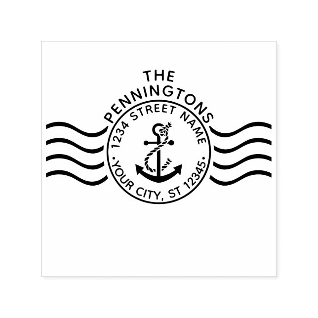 Nautic Anchor Postmark #2 Name Rücksendeadresse Permastempel (Design)