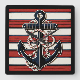 Nautic Anchor Quadratische Wanduhr