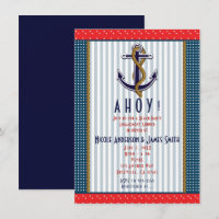 Nautic Anchor Red Polka Dots White Blue Party