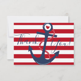 Nautic Anchor Red White Ocean Boot Vielen Dank Karte