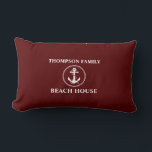 Nautic Anchor Rope Familienname Beach House Red Lendenkissen<br><div class="desc">Ihr Familienname Beach House Rope & Anchor Deep Red Lumbar Kissen Kissen Kissen Kissen.</div>