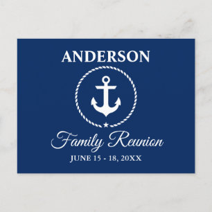 Nautic Anchor Rope Family Wiedersehen Navy Blue Postkarte