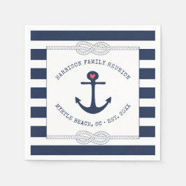Nautic Anchor Rope Navy Blue Striping Wiedersehen Serviette