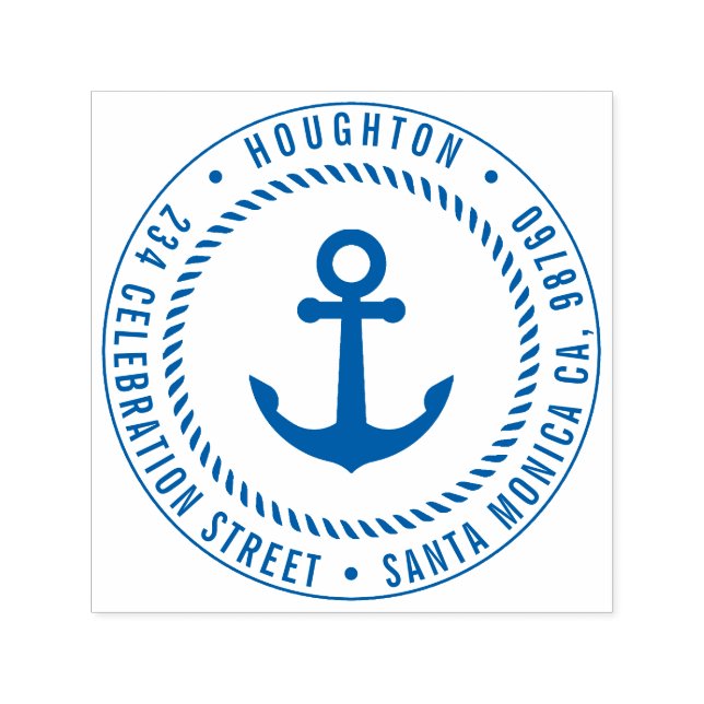 Nautic Anchor & Rope | Runde Rücksendeadresse Permastempel (Design)