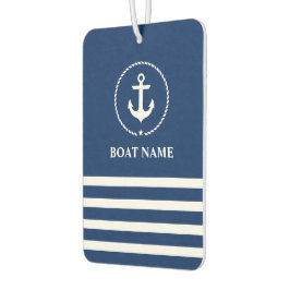 Nautic Anchor Rope Striping Boat Name Blue Autolufterfrischer