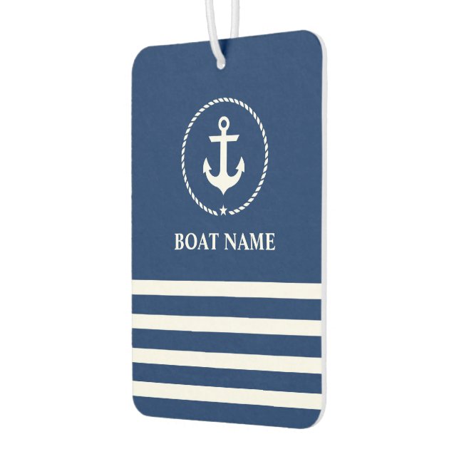 Nautic Anchor Rope Striping Boat Name Blue Autolufterfrischer (Links)