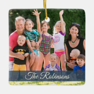 Nautic Anchor Rustic Blue Holiday Family Foto Keramikornament