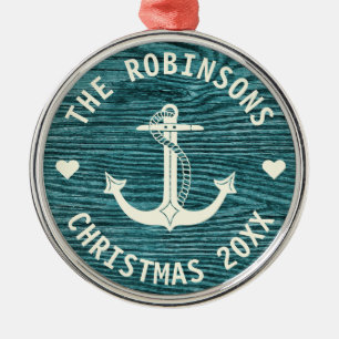 Nautic Anchor Rustic Familienname Weihnachten Ornament Aus Metall