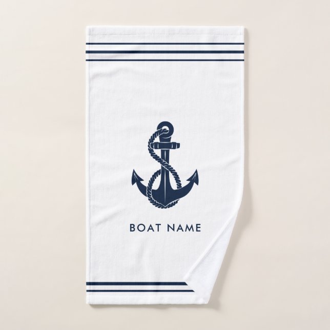 Nautic Anchor Sailing Boat Name Custom Handtuch (Handtuch)