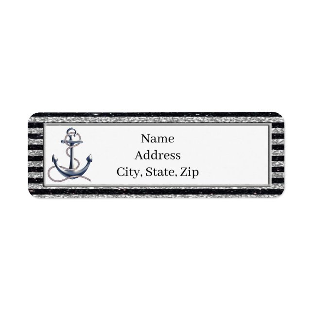 Nautic Anchor Silver Black Stripes-Adresse (Vorne)