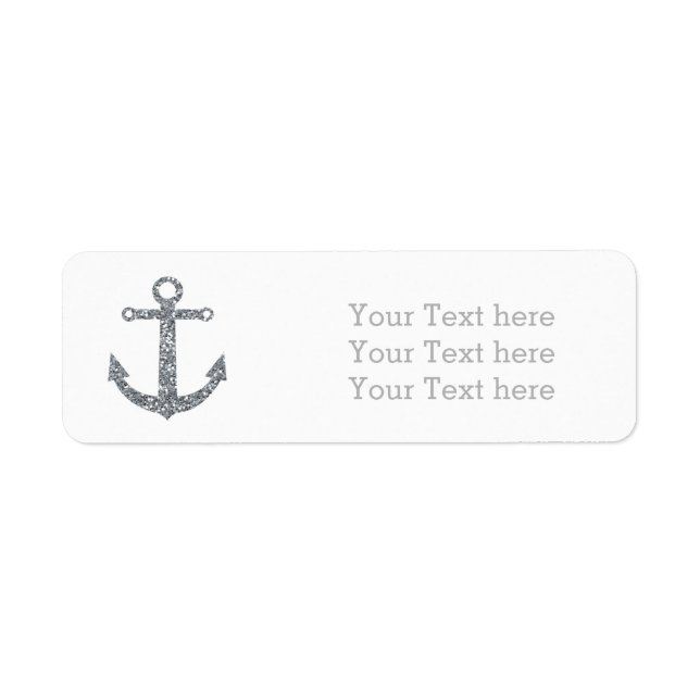 Nautic Anchor Silver Glitzer Glam Address Labels (Vorne)