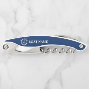 Nautic Anchor Star Helm Boat Name Navy Blue Kellnermesser
