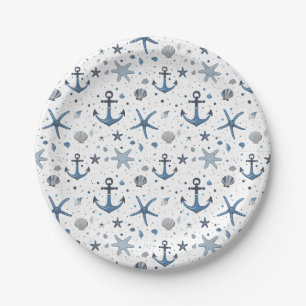 Nautic Anchor Starfish Beach Themenpapier Teller