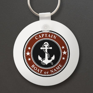 Nautic Anchor Stars & Rope Captain Name oder Boot Schlüsselanhänger