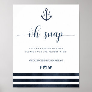 Nautic Anchor Stripes Wedding Oh Snap Zeichen Poster