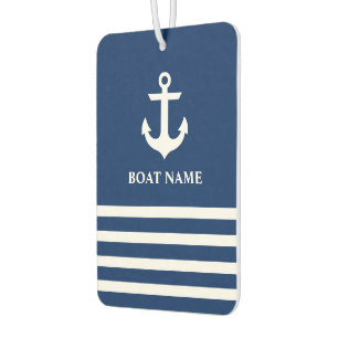 Nautic Anchor Striping Boat Name Navy Blue Autolufterfrischer
