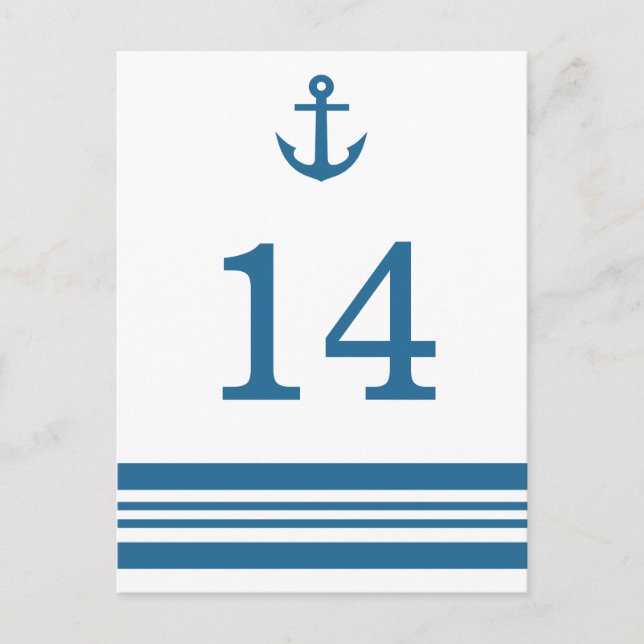 Nautic Anchor Tischnummer Postkarte (Vorderseite)