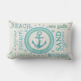 Nautic Anchor Typografy Beach Lumbar Pillow Lendenkissen
