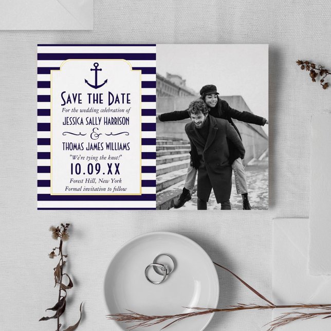 Nautic Anchor Wedding Foto Save the Date real Folieneinladung (Von Creator hochgeladen)