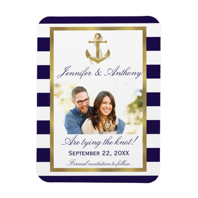 Nautic Anchor Wedding Foto speichern das Date Magn Magnet (Vertikal)