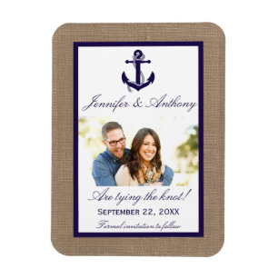 Nautic Anchor Wedding Foto speichern das Date Magn Magnet