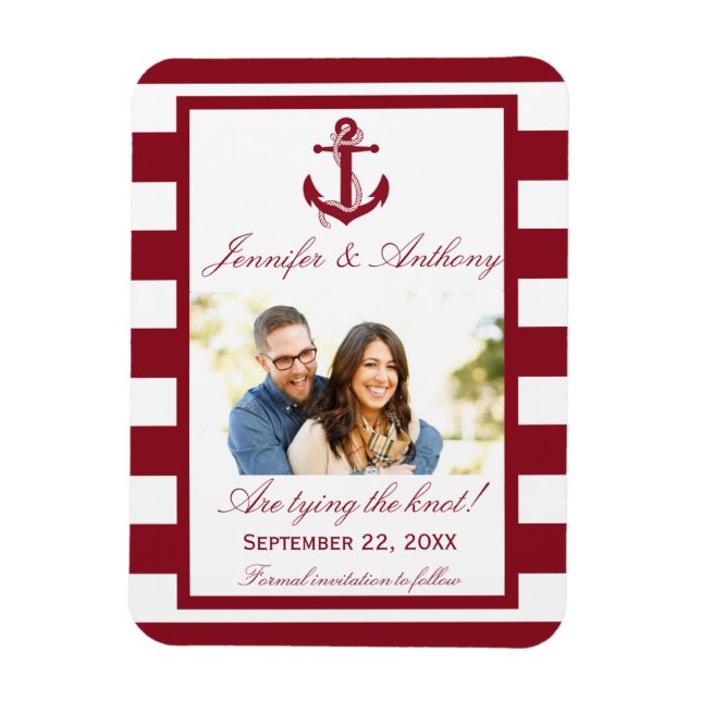 Nautic Anchor Wedding Foto speichern das Date Magn Magnet (Vertikal)