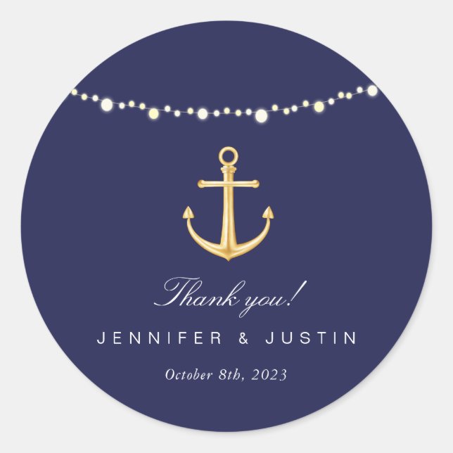 Nautic Anchor Wedding Gefallen Danke Stickers (Vorderseite)