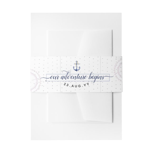 Nautic Anchor Wedding | Martha's Vineyard Einladungsbanderole (Vorderseite Beispiel)