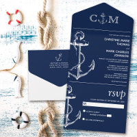 Nautic Anchor Wedding Navy Blue