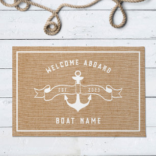 Nautic Anchor Willkommensgruß an Bord Burlap und W Fußmatte