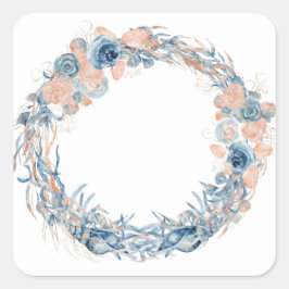 Nautic Aquamarin Aqua Turquoise Blue Floral Anchor Quadratischer Aufkleber