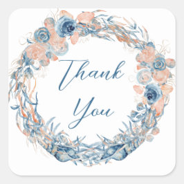 Nautic Aquamarin Aqua Turquoise Blue Floral Anchor Quadratischer Aufkleber