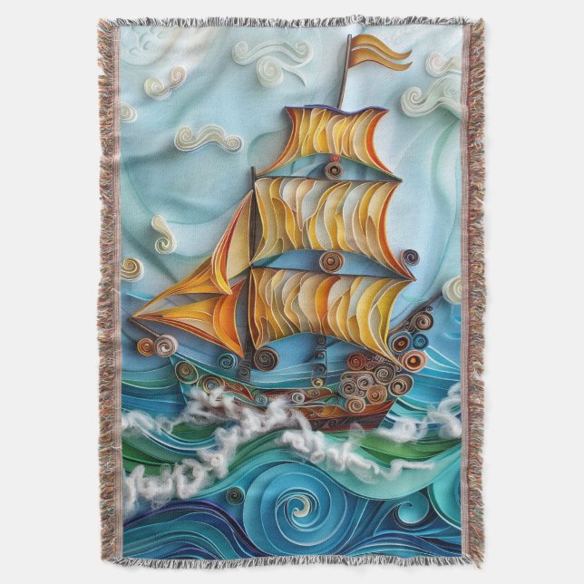 Nautic Art Woven Throw Blanket Decke (Vorderseite Vertikal)