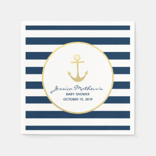 Nautic Baby Showroom Navy Gold Anchor Serviette
