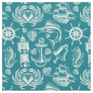 Nautic Beach Ocean Pattern Stoff