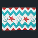 Nautic Beach Red Aquamarin Zickzack Anchors Starfi Küchentuch<br><div class="desc">Nautical Beach Red Aquamarine Zickzack Anker Starfish mit rot-türkis Zickzack Streifen mit aquamarin türkisblauen Ankern und leuchtend roten Seestern zentriert in der Mitte des Zickzack Musters. "nautische" "Beachthema" "sommer" "anker" "starfish" "seaside" "ocean" "sea" - Zickzack" "musters" "aquamarin" "türkis" "türkis und rot" "blau und rot"</div>