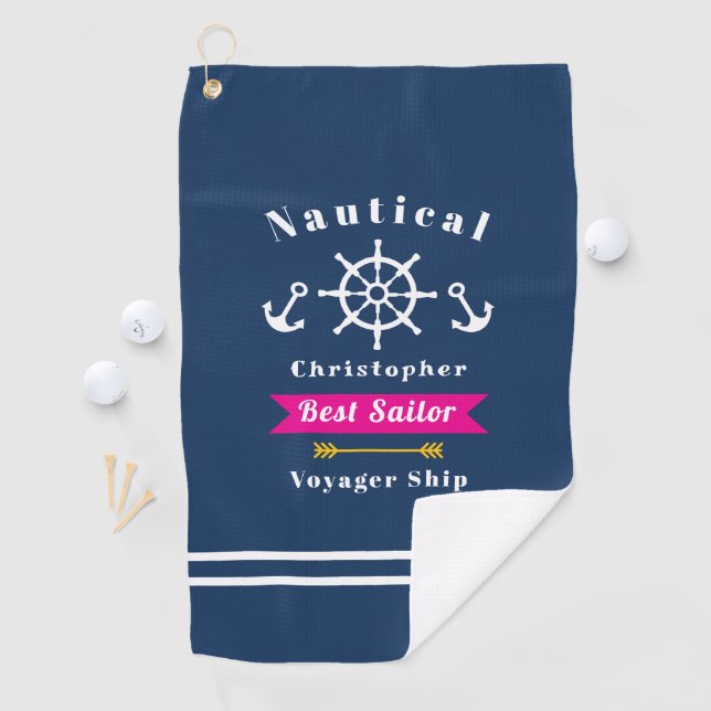 Nautic Best Sailor Navy Golfhandtuch (Insitu)