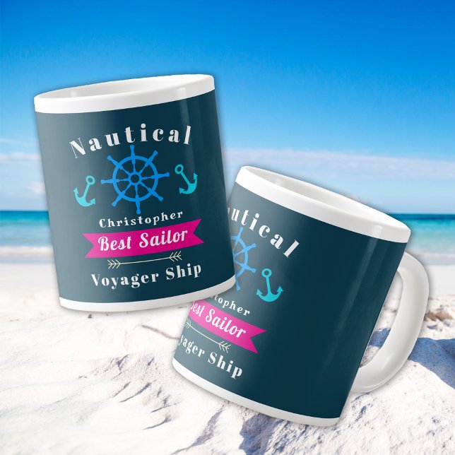 Nautic Best Sailor Navy Jumbo-Tasse (Nautical Best Sailor Navy Mug.)