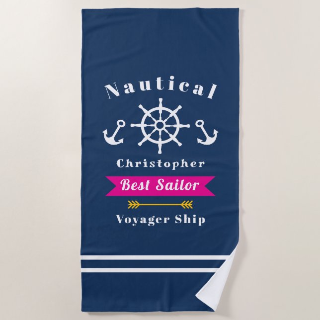 Nautic Best Sailor Navy Strandtuch (Vorderseite)