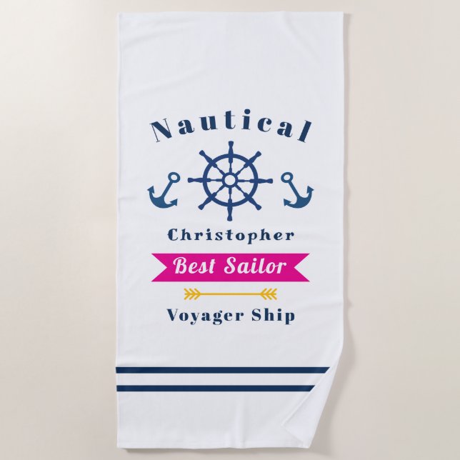 Nautic Best Sailor White Strandtuch (Vorderseite)