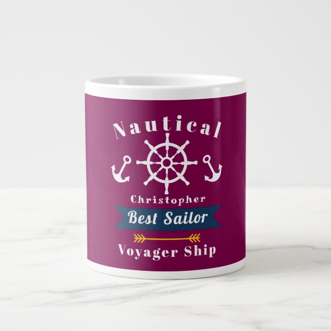 Nautic Best Sailor Wine Red Jumbo-Tasse (Vorderseite)