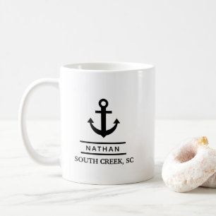 Nautic Black Custom Bootname Kaffeetasse
