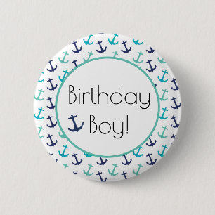 Nautic Blue Anchor Button